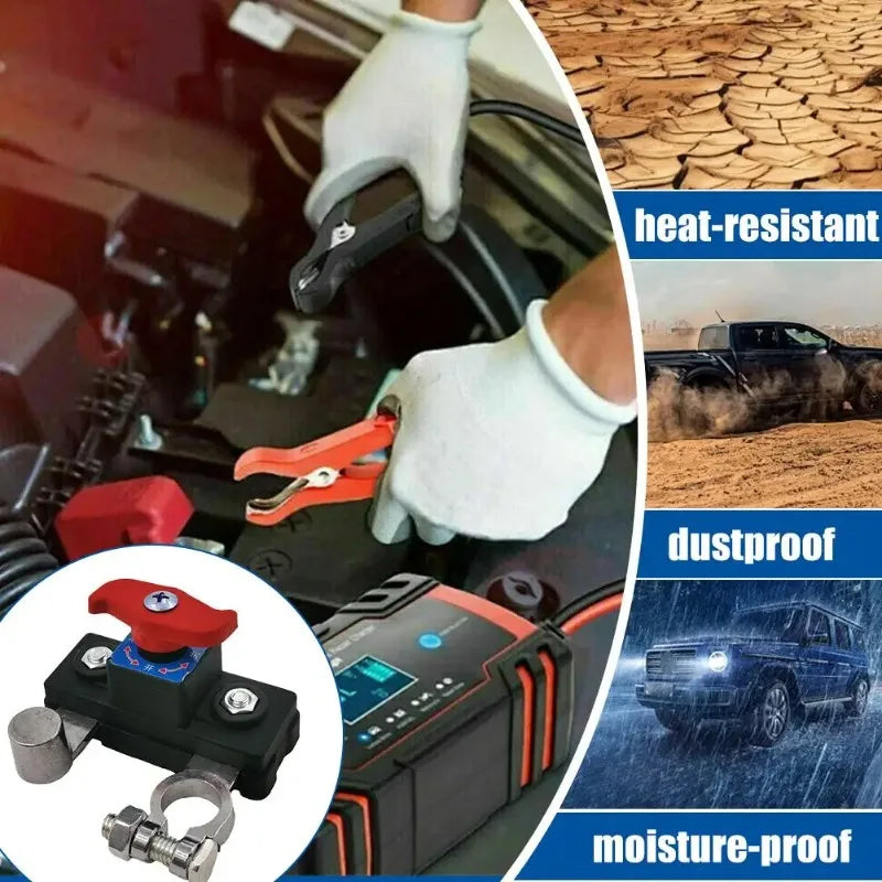 Dual Voltage 12V 24V Battery Master Cut off Switch Zinc Alloy Negative Pole Disconnect Tool-Free Knob PCB Design Auto Accessory