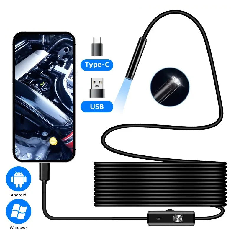 5.5/7.0MM TYPE-C Endoscope Camera  6 LEDs Adjustable USB OTG Android Flexible Inspection Borescope Cameras for Phone PC