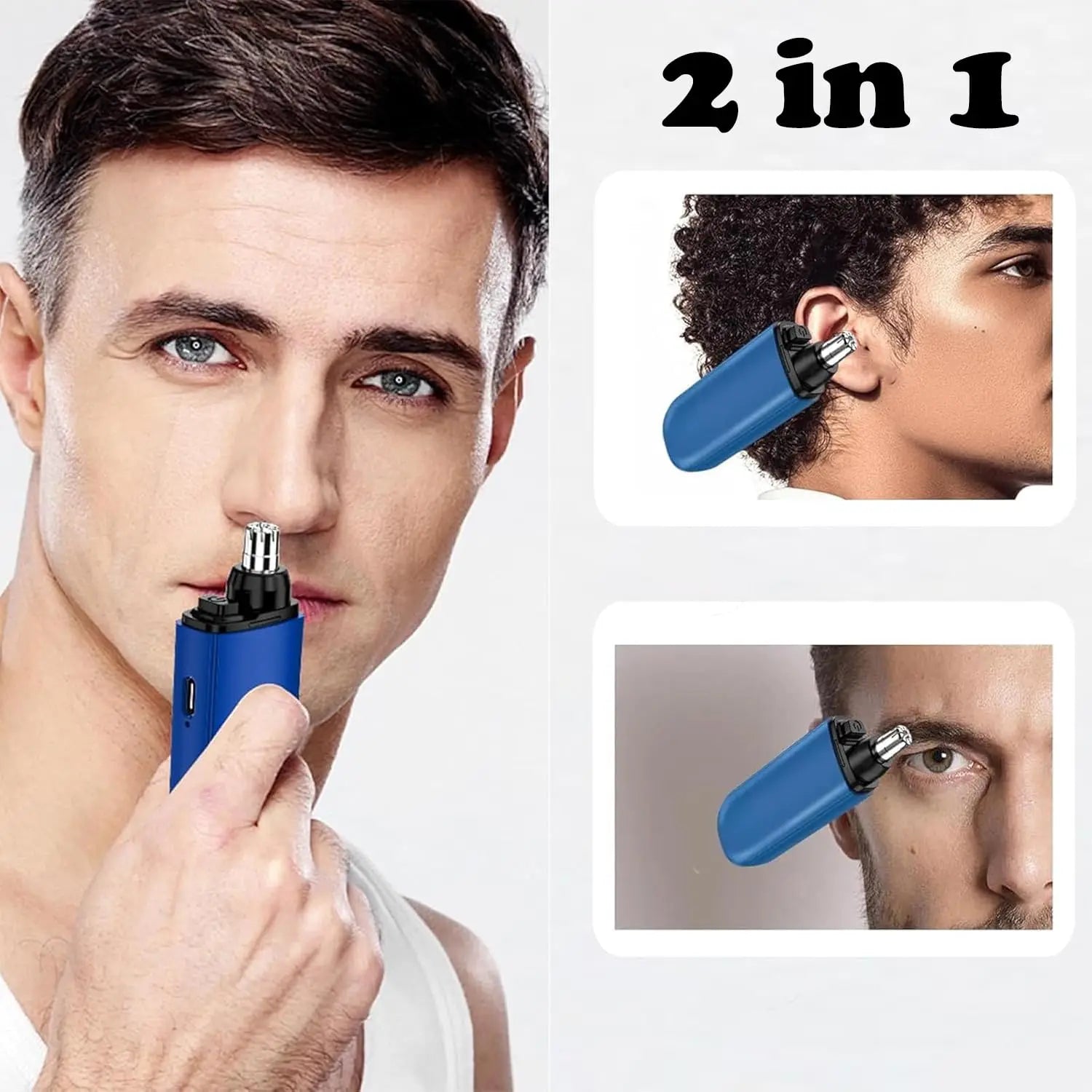 Suitable for men, USB charging nose and ear hair trimmer portable electric nose hair clipper, mini compact design, quick chargin