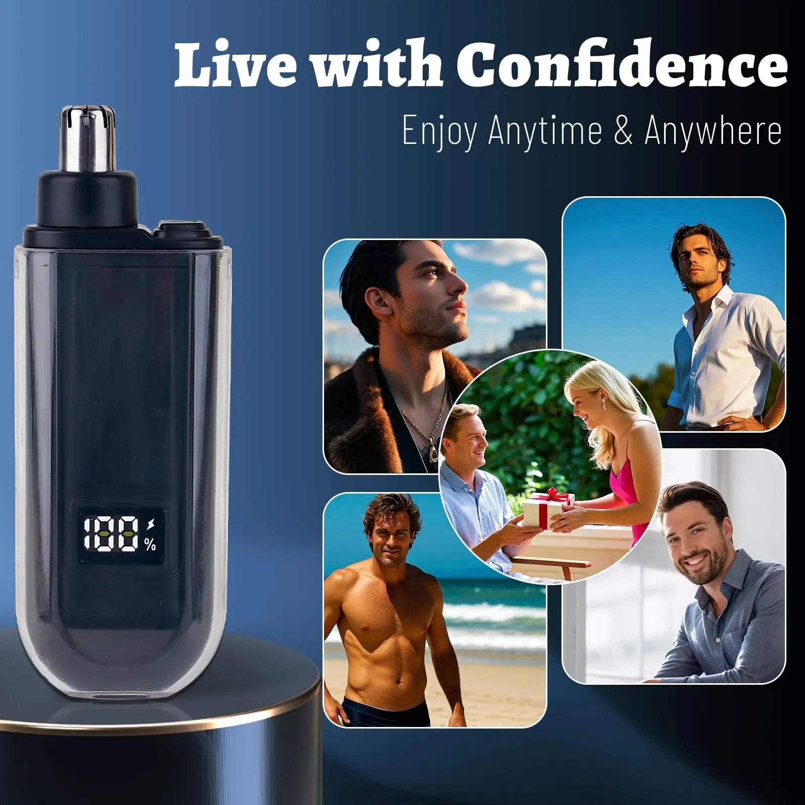 Suitable for men, USB charging nose and ear hair trimmer portable electric nose hair clipper, mini compact design, quick chargin