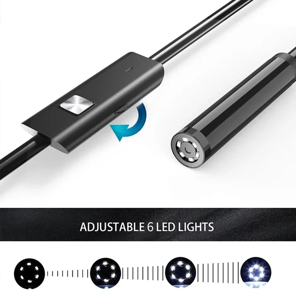 5.5/7.0MM Type-C Endoscope Camera IP67 Waterproof with 6 Adjustable LEDs USB Android Flexible Inspection Borescope for Phone PC